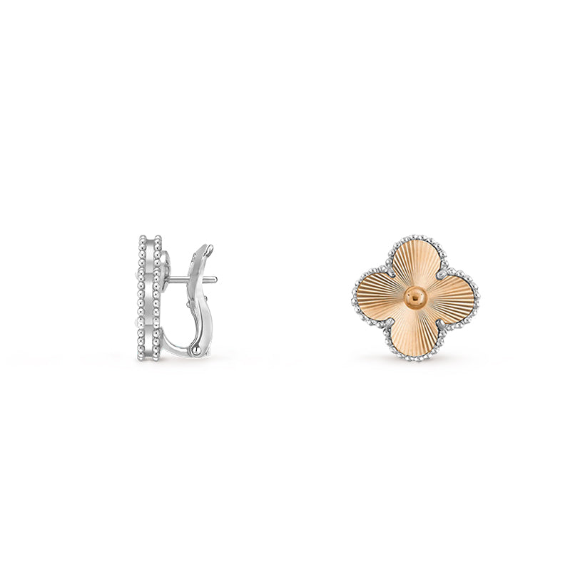 [Riva Jewelry]15MM CLOVER FLOWER STUD EARRINGS WHITE GOLD COLLECTION