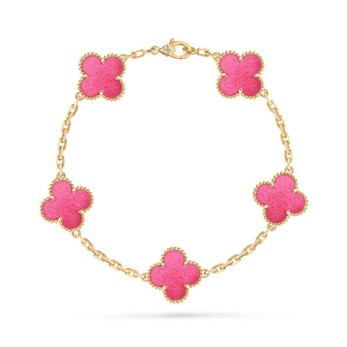 [Riva  Jewelry]NEW CLOVER 5 MOTIFS PINK ENAMEL BRACELET