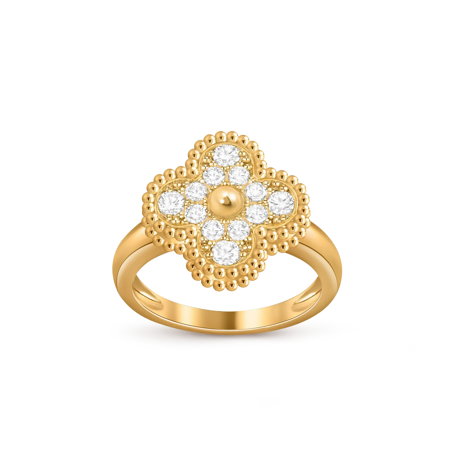 [Riva Jewelry]Glücks-Klee-Goldring-Kollektion im Vintage-Stil