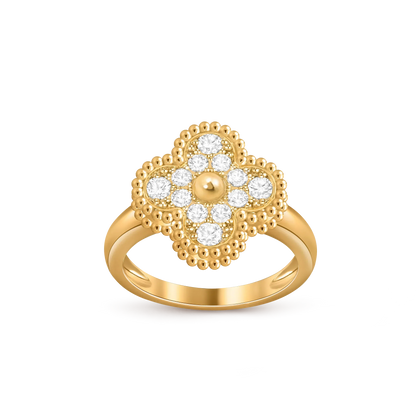 [Riva Jewelry]Glücks-Klee-Goldring-Kollektion im Vintage-Stil