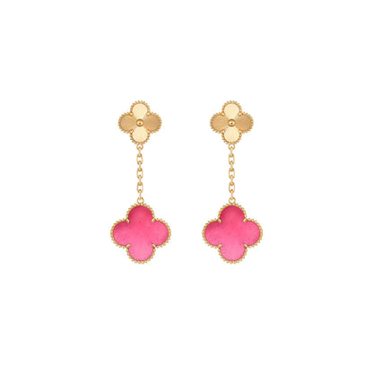 [Riva  Jewelry]NEW CLOVER 2 MOTIF PINK ENAMEL EARRINGS