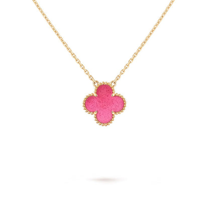 [Riva  Jewelry] NEW CLOVER 15MM PINK ENAMEL NECKLACE