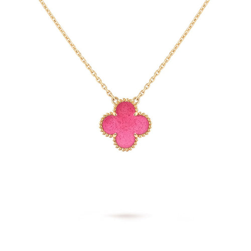 [Riva  Jewelry] NEW CLOVER 15MM PINK ENAMEL NECKLACE