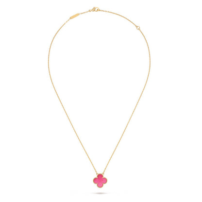 [Riva  Jewelry] NEW CLOVER 15MM PINK ENAMEL NECKLACE