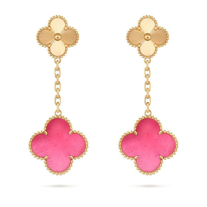 [Riva  Jewelry]NEW CLOVER 2 MOTIF PINK ENAMEL EARRINGS