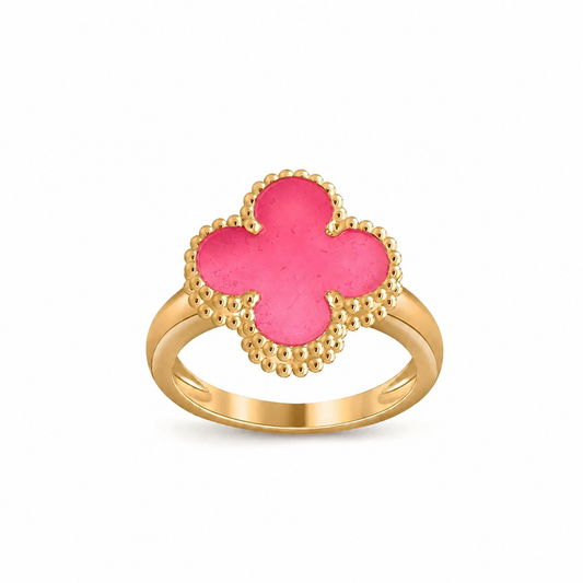 [Riva  Jewelry]NEW CLOVER PINK ENAMEL RINGS