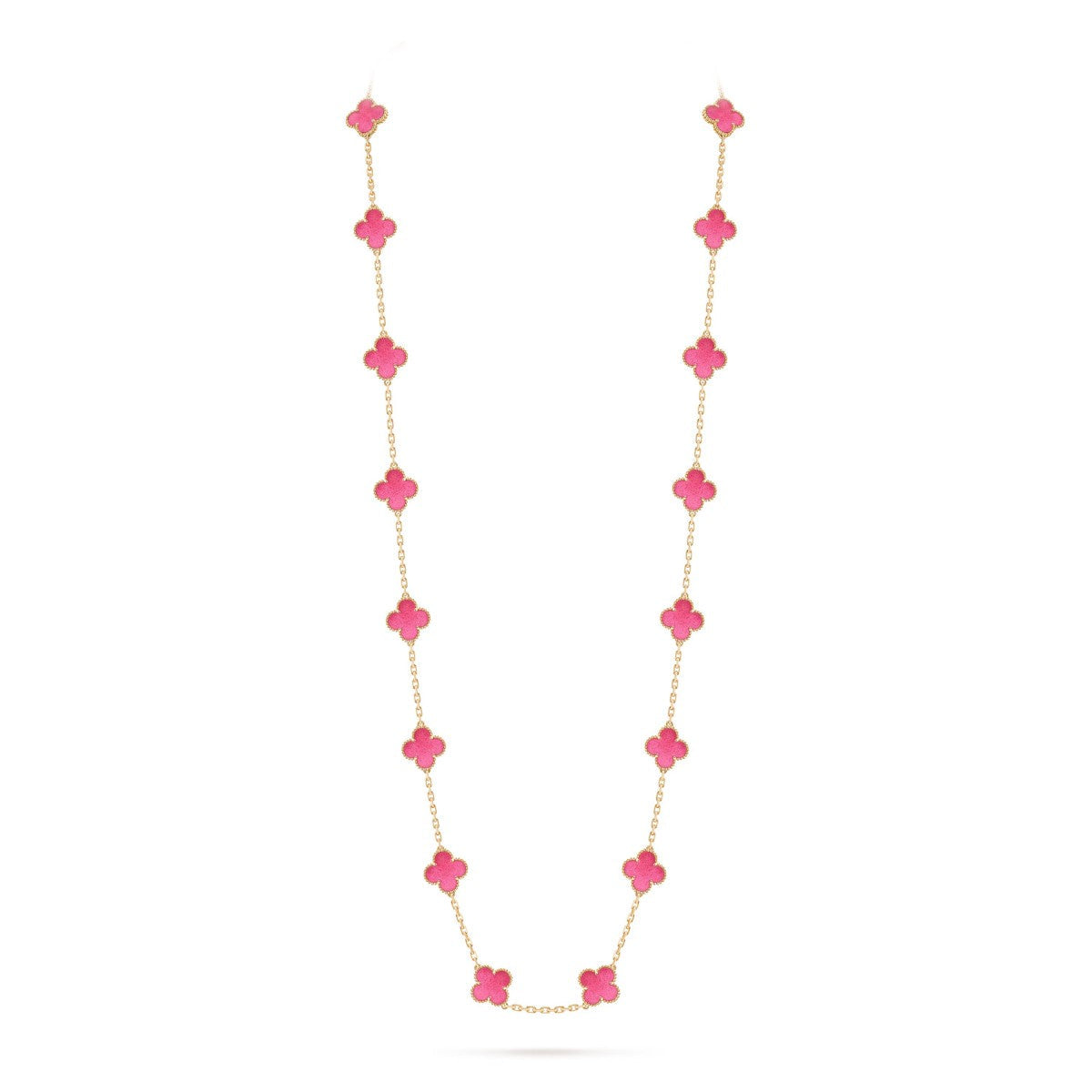 [Riva  Jewelry] NEW CLOVER 20 MOTIFS PINK ENAMEL NECKLACE
