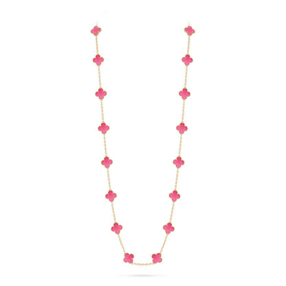 [Riva  Jewelry] NEW CLOVER 20 MOTIFS PINK ENAMEL NECKLACE