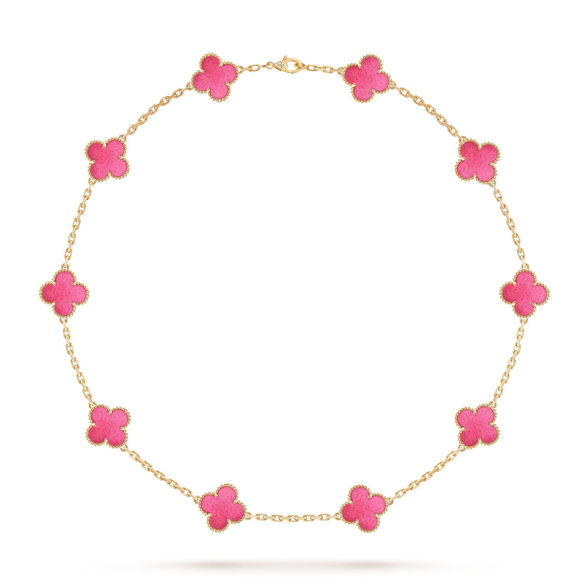 [Riva  Jewelry]NEW CLOVER 10 MOTIFS PINK ENAMEL NECKLACE