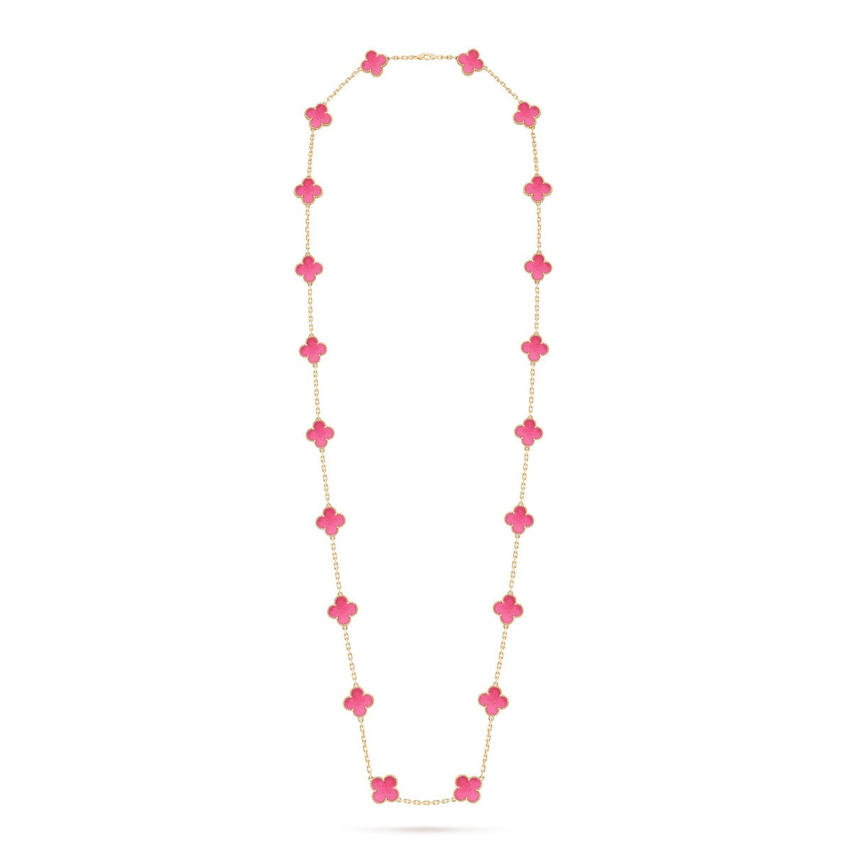 [Riva  Jewelry] NEW CLOVER 20 MOTIFS PINK ENAMEL NECKLACE