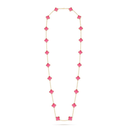 [Riva  Jewelry] NEW CLOVER 20 MOTIFS PINK ENAMEL NECKLACE