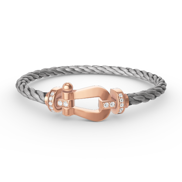[Riva Jewelry]フォースラージホースシューハーフダイヤモンドブレスレット - ローズゴールド