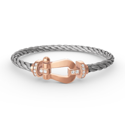 [Riva Jewelry]フォースラージホースシューハーフダイヤモンドブレスレット - ローズゴールド