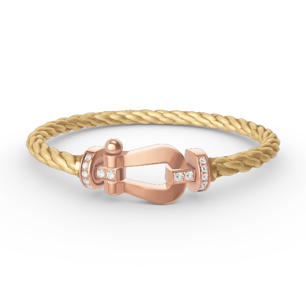 [Riva Jewelry]フォースラージホースシューハーフダイヤモンドブレスレット - ローズゴールド