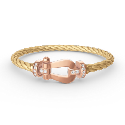 [Riva Jewelry]フォースラージホースシューハーフダイヤモンドブレスレット - ローズゴールド