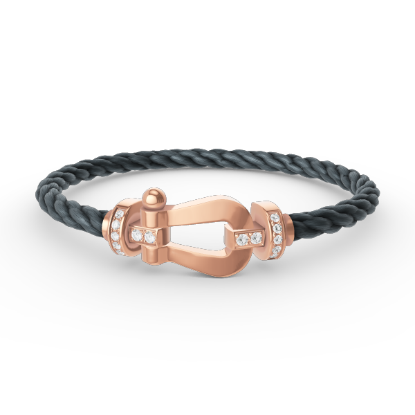 [Riva Jewelry]フォースラージホースシューハーフダイヤモンドブレスレット - ローズゴールド