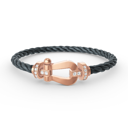 [Riva Jewelry]フォースラージホースシューハーフダイヤモンドブレスレット - ローズゴールド