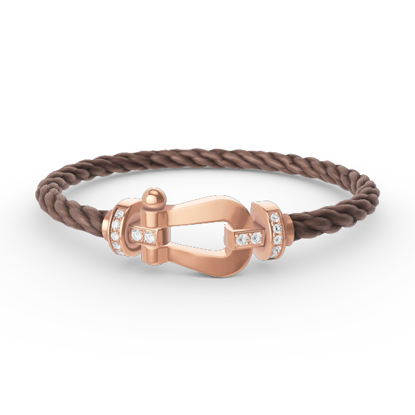 [Riva Jewelry]フォースラージホースシューハーフダイヤモンドブレスレット - ローズゴールド
