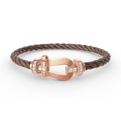 [Riva Jewelry]フォースラージホースシューハーフダイヤモンドブレスレット - ローズゴールド