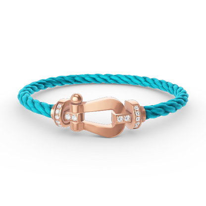 [Riva Jewelry]フォースラージホースシューハーフダイヤモンドブレスレット - ローズゴールド