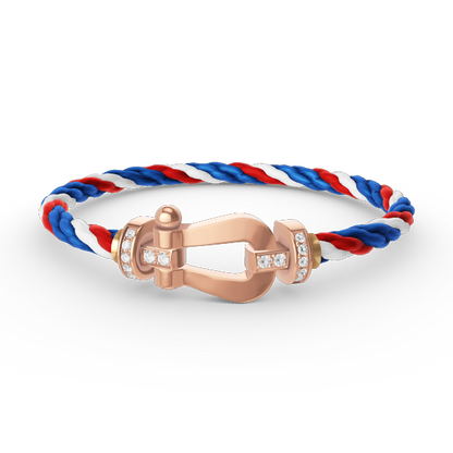 [Riva Jewelry]フォースラージホースシューハーフダイヤモンドブレスレット - ローズゴールド