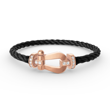 [Riva Jewelry]フォースラージホースシューハーフダイヤモンドブレスレット - ローズゴールド