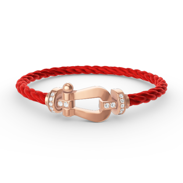 [Riva Jewelry]フォースラージホースシューハーフダイヤモンドブレスレット - ローズゴールド