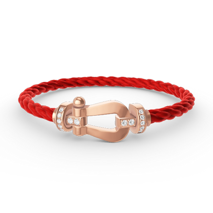 [Riva Jewelry]フォースラージホースシューハーフダイヤモンドブレスレット - ローズゴールド