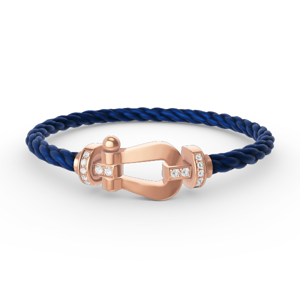 [Riva Jewelry]フォースラージホースシューハーフダイヤモンドブレスレット - ローズゴールド