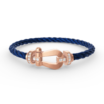 [Riva Jewelry]フォースラージホースシューハーフダイヤモンドブレスレット - ローズゴールド