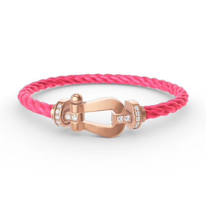[Riva Jewelry]フォースラージホースシューハーフダイヤモンドブレスレット - ローズゴールド