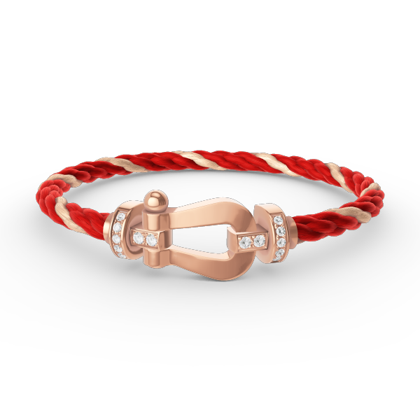 [Riva Jewelry]フォースラージホースシューハーフダイヤモンドブレスレット - ローズゴールド