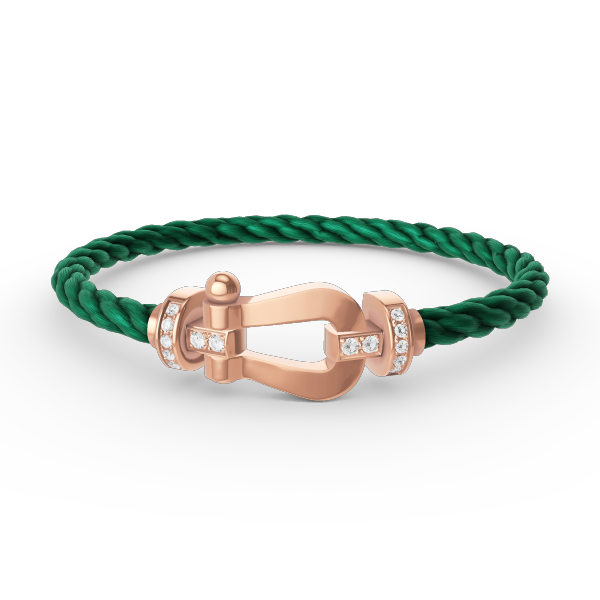 [Riva Jewelry]フォースラージホースシューハーフダイヤモンドブレスレット - ローズゴールド