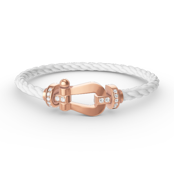 [Riva Jewelry]フォースラージホースシューハーフダイヤモンドブレスレット - ローズゴールド
