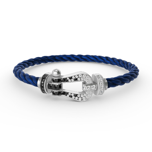[Riva Jewelry]ARMBAND GROSSES HUFEISEN SCHWARZE & WEISSE DIAMANTEN - WEISSGOLD