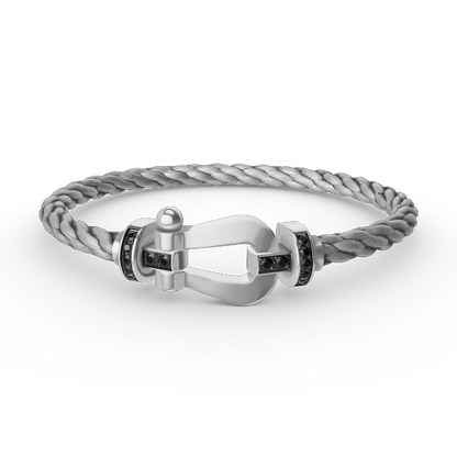 [Riva Jewelry ]FORCE LARGE HORSESHOE BLACK DIAMOND BRACELET SILVER