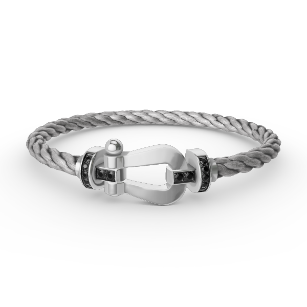 [Riva Jewelry]FORCE LARGE HORSESHOE BLACK DIAMOND BRACELET - WHITE GOLD