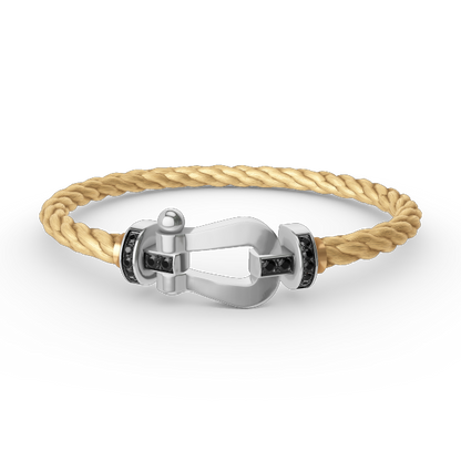 [Riva Jewelry ]FORCE LARGE HORSESHOE BLACK DIAMOND BRACELET SILVER