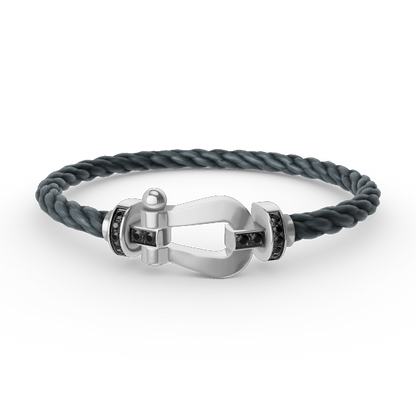 [Riva Jewelry]FORCE LARGE HORSESHOE BLACK DIAMOND BRACELET - WHITE GOLD