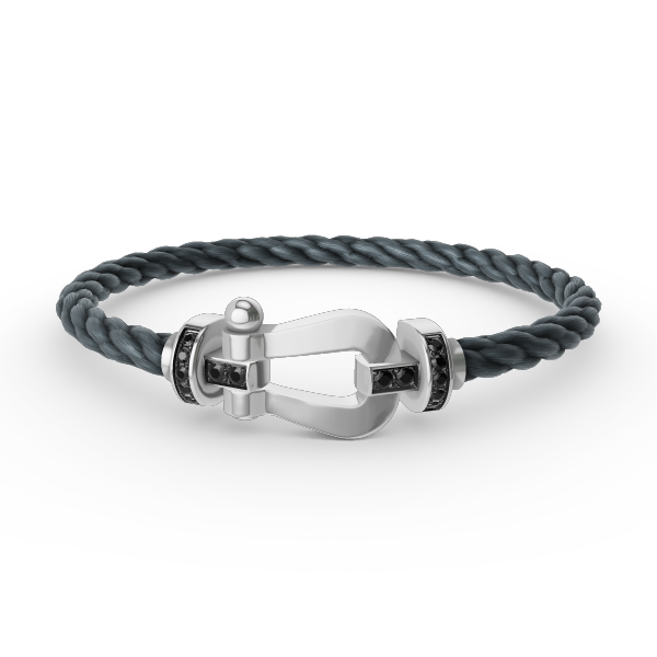 [Riva Jewelry ]FORCE LARGE HORSESHOE BLACK DIAMOND BRACELET SILVER