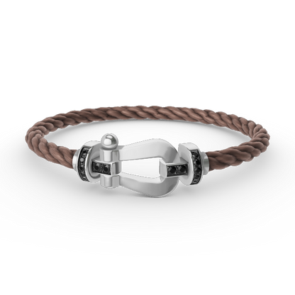 [Riva Jewelry]FORCE LARGE HORSESHOE BLACK DIAMOND BRACELET - WHITE GOLD