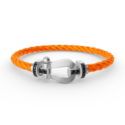 [Riva Jewelry ]FORCE LARGE HORSESHOE BLACK DIAMOND BRACELET SILVER