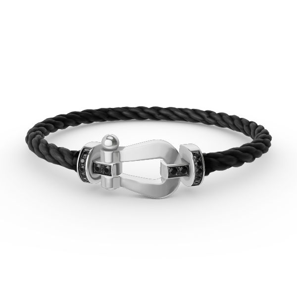 [Riva Jewelry ]FORCE LARGE HORSESHOE BLACK DIAMOND BRACELET SILVER