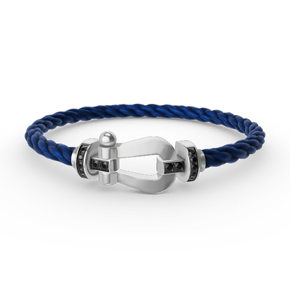 [Riva Jewelry ]FORCE LARGE HORSESHOE BLACK DIAMOND BRACELET SILVER