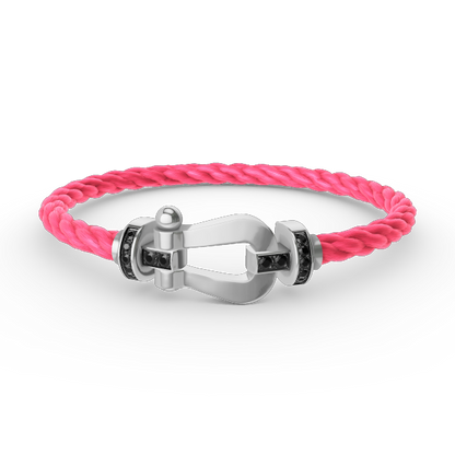 [Riva Jewelry]FORCE LARGE HORSESHOE BLACK DIAMOND BRACELET - WHITE GOLD