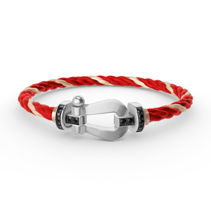 [Riva Jewelry]FORCE LARGE HORSESHOE BLACK DIAMOND BRACELET - WHITE GOLD