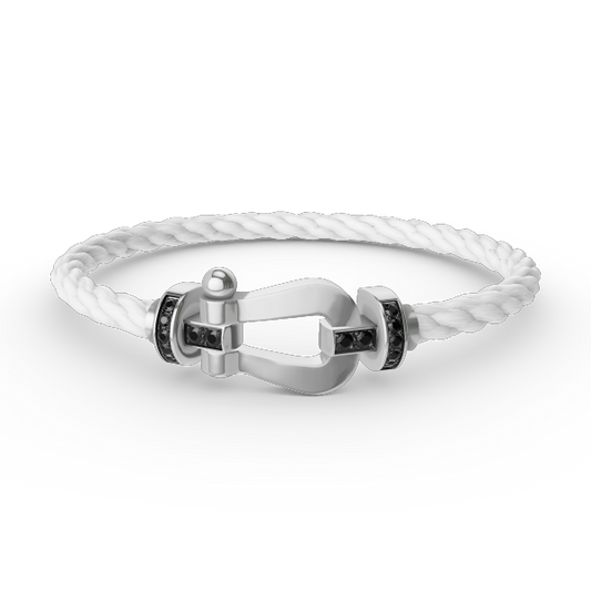 [Riva Jewelry]ARMBAND FORCE GROSSES HUFEISEN SCHWARZER DIAMANT - WEISSGOLD