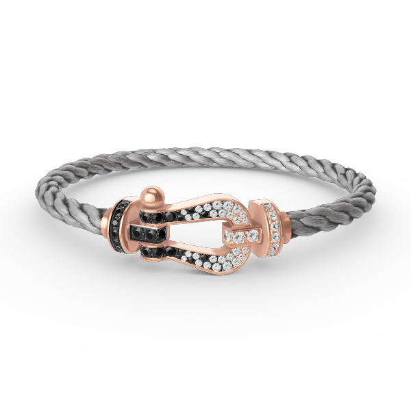 [Riva Jewelry]ARMBAND GROSSES HUFEISEN SCHWARZ-WEISSE DIAMANTEN - ROSÉGOLD