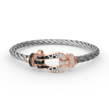 [Riva Jewelry]ARMBAND GROSSES HUFEISEN SCHWARZ-WEISSE DIAMANTEN - ROSÉGOLD