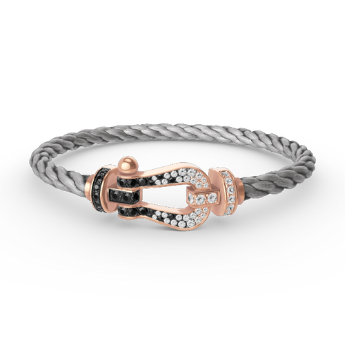 [Riva Jewelry]ARMBAND GROSSES HUFEISEN SCHWARZ-WEISSE DIAMANTEN - ROSÉGOLD